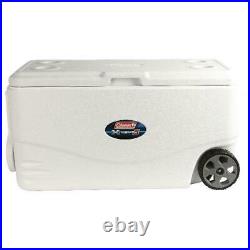 100 Quart Cooler With Wheels On Ice Big Rolling Family Sized Antimicrobial
