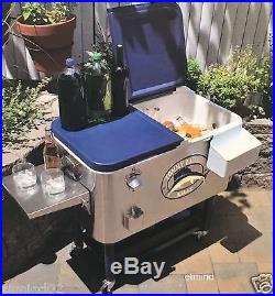100 Quart Tommy Bahama Rolling Stainless Steel Party Cooler 130 Can Capacity