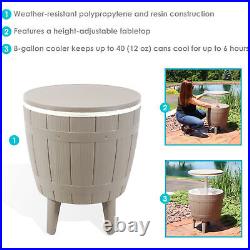 10 gal Faux Wood Outdoor Patio Cooler with Tabletop Driftwood by Sunnydaze