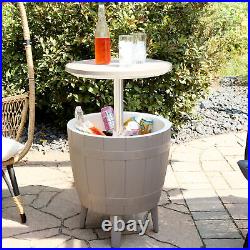 10 gal Faux Wood Outdoor Patio Cooler with Tabletop Driftwood by Sunnydaze