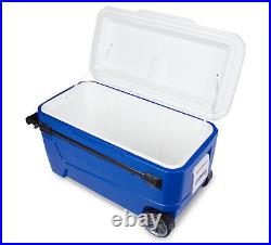 110 Qt. Glide Ice Chest Cooler with Wheels, Blue 39.67 X 18.62 X 19.74 Inches