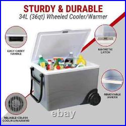 12V Wheeled Electric Cooler/Warmer, 34L (36 qt.), Gray