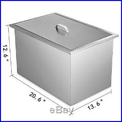 14X 20 Drop In Ice Chest Bin With Cover + Drain Thick Lid Condiments Cooler
