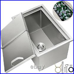 155 qt Outdoor/Indoor Drop-in Ice Chest Cooler Buckets 304 Bin Box WithPipe