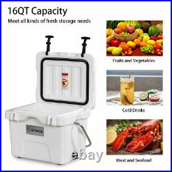16Qt Cooler Portable Ice Chest Leak-Proof 24 Cans Holder Ice Box Camping Outdoor