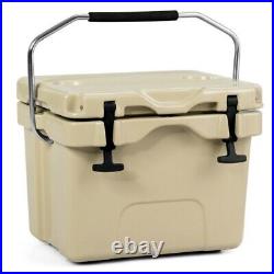 16 Qt 24-Can Capacity Portable Insulated Ice Cooler Camping Chest with2 Cup Holder