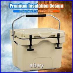 16 Qt 24-Can Capacity Portable Insulated Ice Cooler Camping Chest with2 Cup Holder