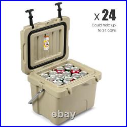 16 Quart Portable Ice Chest Cooler Leak-Proof 24 Cans Ice Box Outdoor Use Khaki