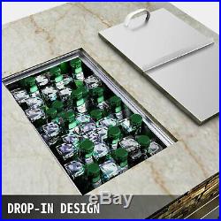 1812 Outdoor/Indoor Drop-in Ice Chest Cooler 304 Patio Ice Beer Bin Box 45QT