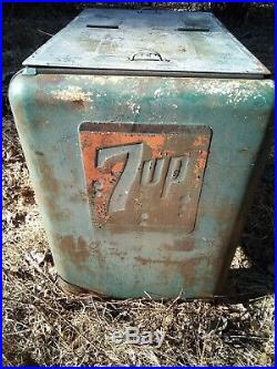 1930 rare Antique EMBOSSED 7-UP SODA Cooler paint patina BARN FIND show restore