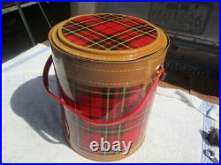 1930's-1940's 4 gallon, Deluxe, red plaid insulated ice chest Skotch Kooler