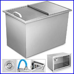 20.6X13.6 BBQ Island Stainless Steel Drop in Ice Chest/cooler WithDrain Valve