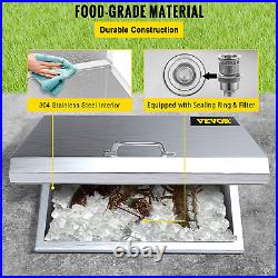 20''L X 16''W X 13''H Drop in Cooler Stainless Steel with Hinged Cover Bar Ice