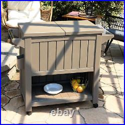 21 gal Resin Patio Serving Cart with Cooler Driftwood by Sunnydaze