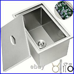 21x16.8 BBQ Island Stainless Steel Drop in Ice Chest/cooler Withdrain Close