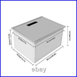 22''x17''x12'' Drop-in Ice Bin Chest Cooler Stainless Steel Removable Lid Cover