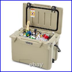 25 QT Portable Cooler Rotomolded Ice Chest Insulated Ice Box for 5-7 Days Tan