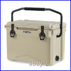 25 QT Portable Cooler Rotomolded Ice Chest Insulated Ice Box for 5-7 Days Tan