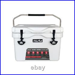26-Quart Portable Cooler with Lockable Lid Ice Chest Camping Insulated White