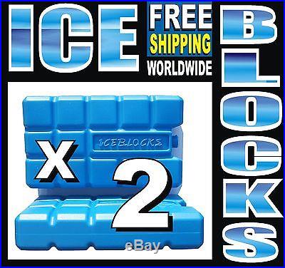 2 BLUE ICE PACKS For FREEZING FREEZER ICE BLOCK COOLERS