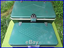 2 Vintage Diamond Logo Coleman Green Coolers-both Are Real Nice-large And Small