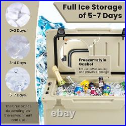 30 QT Rotomolded Cooler Convenient Handles Ice Retention for 5-7 Days Tan