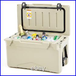 30 QT Rotomolded Cooler Portable Ice Chest Ice Retention for 5-7 Days Tan