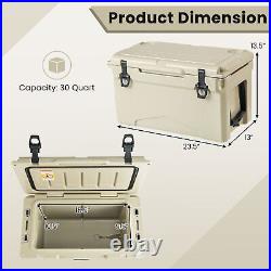 30 QT Rotomolded Cooler Portable Ice Chest Ice Retention for 5-7 Days Tan