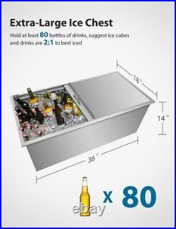 36''X18'' Outdoor Kitchen Drop-in Ice Chest Bin Cooler 304 Beer Ice Buckets Box