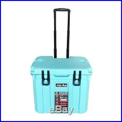 37 Quart Ice Chest Cooler Dolly Tote Bottle Opener Insulated with Wheel -Aqua