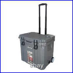 37 Quart Ice Chest Cooler Dolly Tote Bottle Opener Insulated with Wheel -Grey