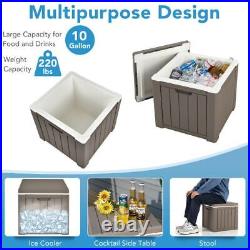 3-In-1 Patio 10 Gallon Ice Cube Cooler Box Table Stool Storage WHandle