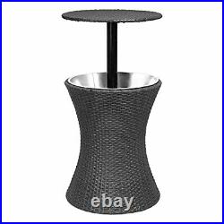3 in 1 Cool Bar Table Patio Furniture Outdoor Backyard Side Table with 5 Black