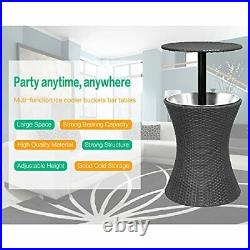 3 in 1 Cool Bar Table Patio Furniture Outdoor Backyard Side Table with 5 Black