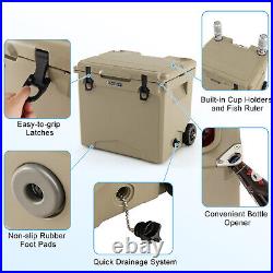 42 Qt Portable Cooler with wheels Handle Roto Molded Ice Chest Insulated 5-7 Days