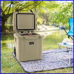 45 QT Ice Cooler Box Portable Ice Chest with All-terrain Wheels Camping Fishing