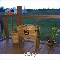 45 Qt Wood Outdoor Rustic Cooler Ice Chest Box Drinks Decorative Deck Patio Pool