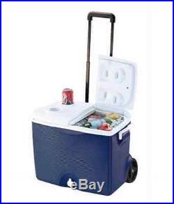 45qt (11gal) Rubbermaid Wheeled Cooler Ice-Chest Handle Wheels Camping Outdoors