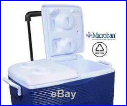 45qt (11gal) Rubbermaid Wheeled Cooler Ice-Chest Handle Wheels Camping Outdoors