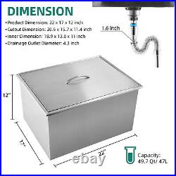 47L Stainless Steel Out/Indoor Drop-in Ice Chest Cooler Beer Bin Box Portable