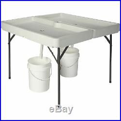 48in. X 48in. Outdoor Foldable Ice Party Bar Cooler Sink Drainage Tailgate Table