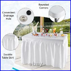 4FT Folding Ice Bin Table Outdoor Ice Cooler Table with Matching Skirt Party BBQ