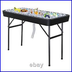 4 FT Folding Ice Bin Table Outdoor Ice Cooler Table With Matching Skirt