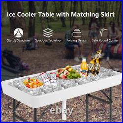 4 Feet Plastic Party Ice Folding Table with Matching Skirt