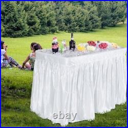 4 Feet Plastic Party Ice Folding Table with Matching Skirt Color White