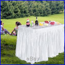 4 Foot Party Ice Cooler Folding Table Plastic with Matching Skirt White New