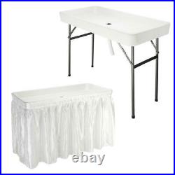 4 Foot X-large Party Ice Bin Folding Table With Skirt Catering Drink