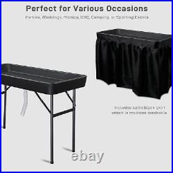 4 Foot X-large Party Ice Bin Folding Table With Skirt Catering Drink Bar