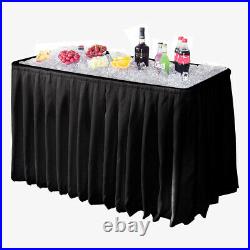 4 Foot X-large Party Ice Bin Folding Table With Skirt Catering Drink Bar-black