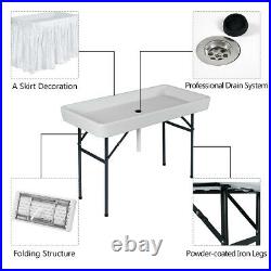 4 Ice Table Folding Party Ice Cooler Table Desk with Skirt & Drain Pipe